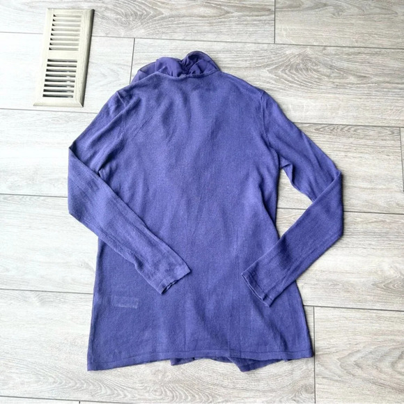 Chico’s Purple Chiffon Collar Open Front Cardigan - Picture 10 of 12